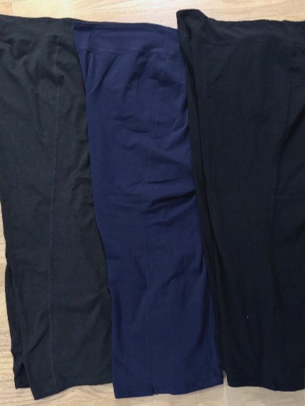 3 Woman Within Plus Women Pants 3X Blue Black Gray Soft Knit Elastic Waist 30/32